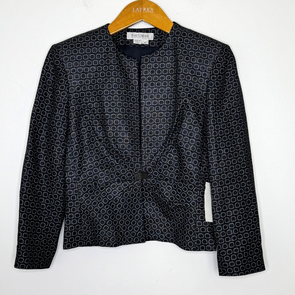 New Kay Unger Black/Silver‎ Blazer Size 6